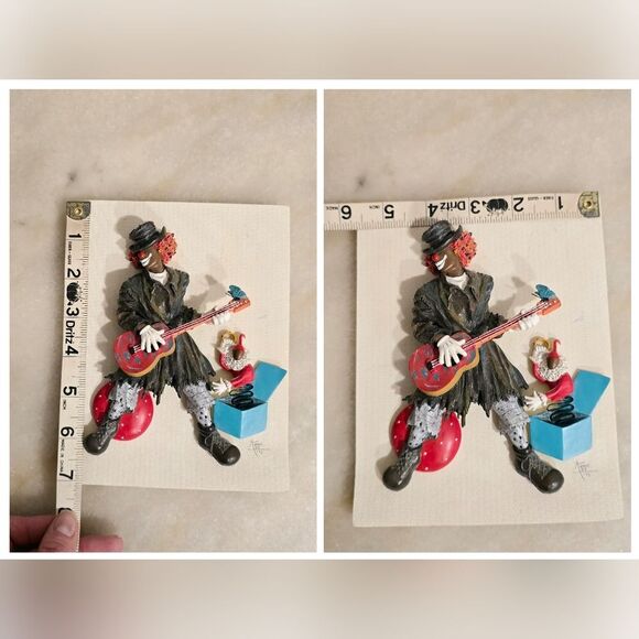 Annie Lee Playing guitar Clown Plaque with stand Red Ball and Butterfly - Picture 2 of 8